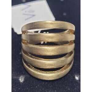 Gold Tone Multi Band Ring Open Coil Wrap Design Size 7 Fashion Costume Jewelry